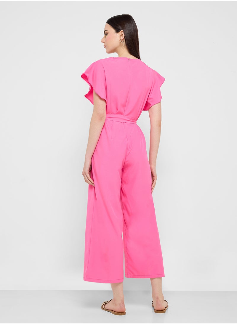Ginger Ruffle Sleeve Belt Tie Up Detail Jumpsuit  - Image 2