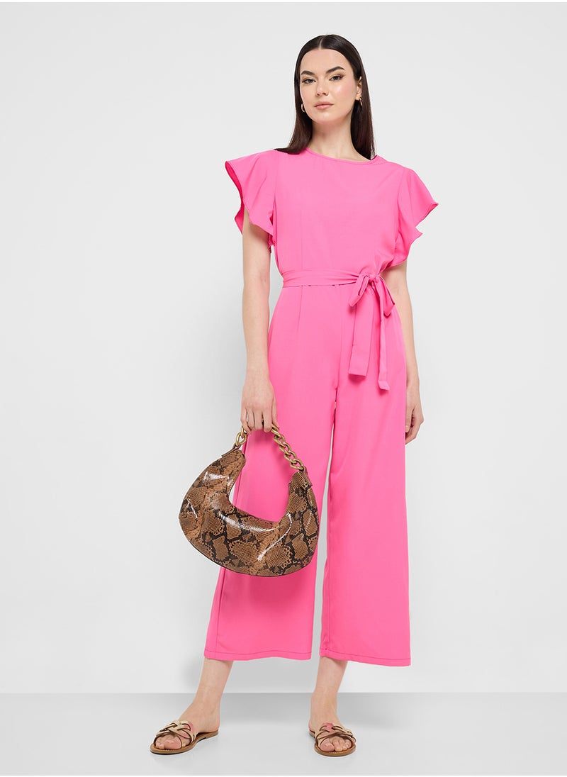 Ginger Ruffle Sleeve Belt Tie Up Detail Jumpsuit  - Image 4