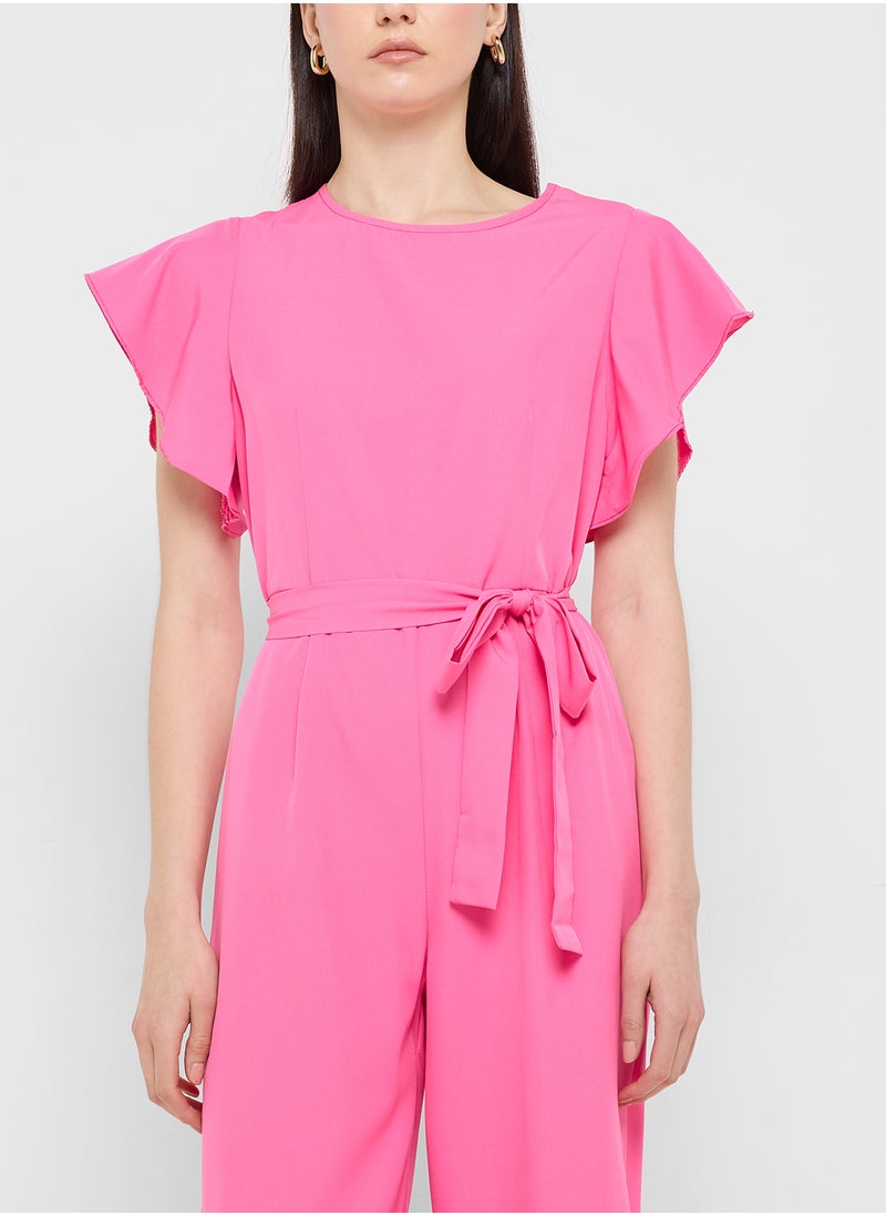 Ginger Ruffle Sleeve Belt Tie Up Detail Jumpsuit  - Image 3