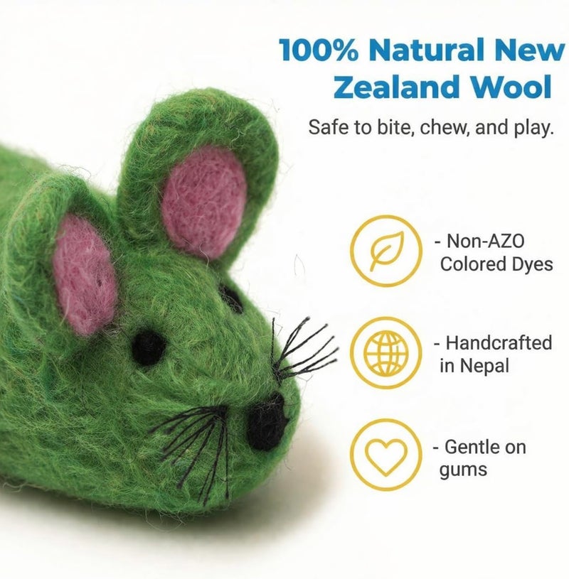 Glaciart One ألعاب قطط من نوع “Glaciart One Felt Lizard”، عدد 2 قطعة، مصنوعة من صوف طبيعي 100%， آمنة للحيوانات الأليفة، باستخدام أصباغ غير تحتوي على مادة AZO. - Image 4