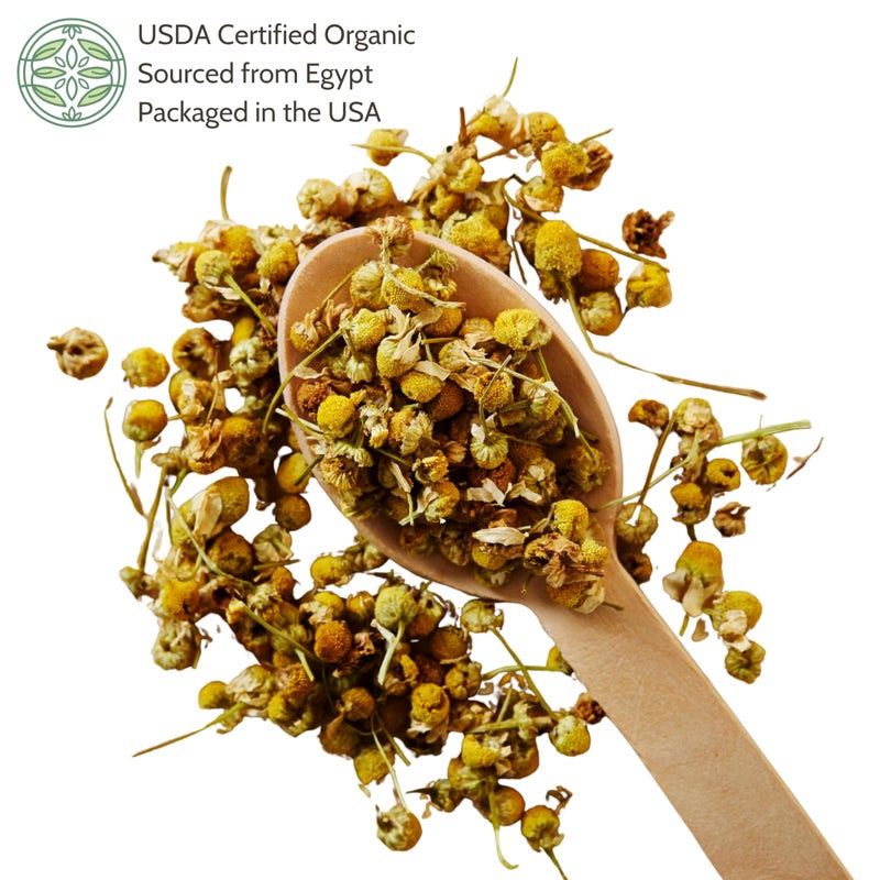 Elanen Naturals Organic Chamomile Flowers 4 oz. (113g), USDA Certified Organic Camomile Manzanilla Tea Loose Leaf, German Chomomile Golden Chamomeal Herb, Whole - Image 2