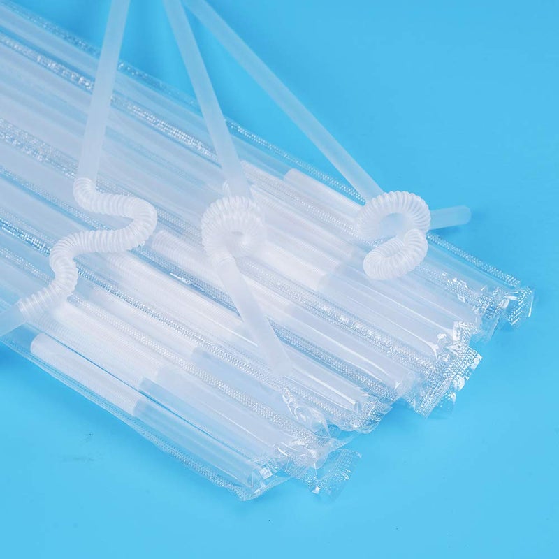 CVNDKN 200 Pcs Individually Packaged Clear Plastic Extra Long Flexible Disposable Drinking Straws.(0.23'' diameter and 10.2"" long) (Clear) - Image 3