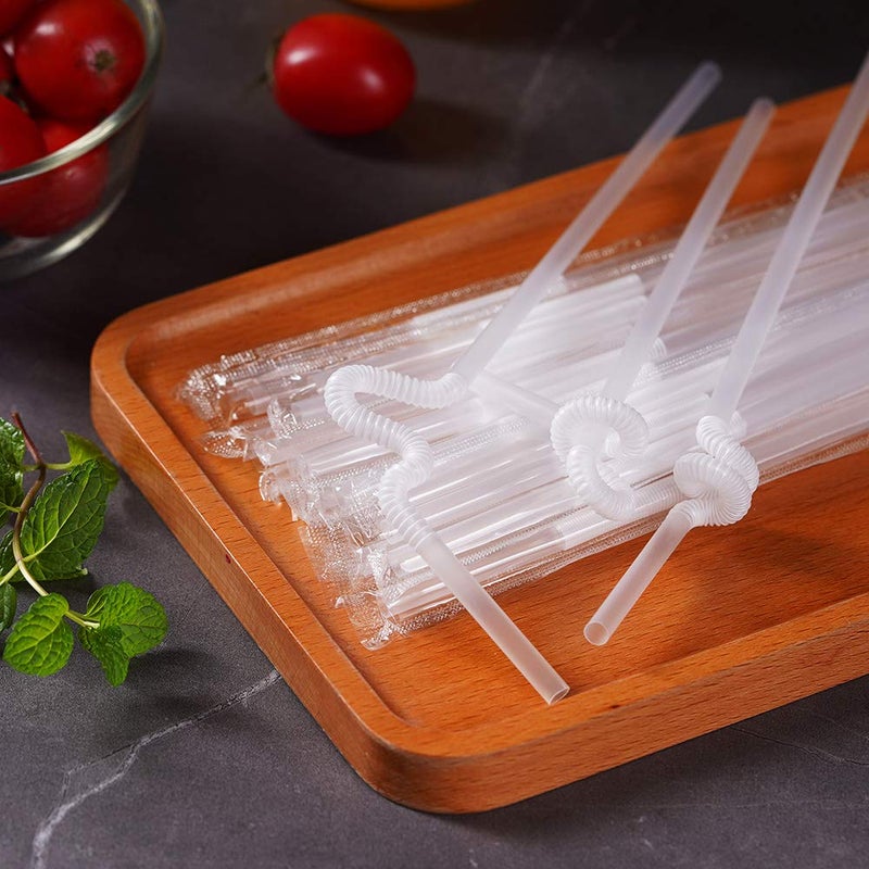 CVNDKN 200 Pcs Individually Packaged Clear Plastic Extra Long Flexible Disposable Drinking Straws.(0.23'' diameter and 10.2"" long) (Clear) - Image 5