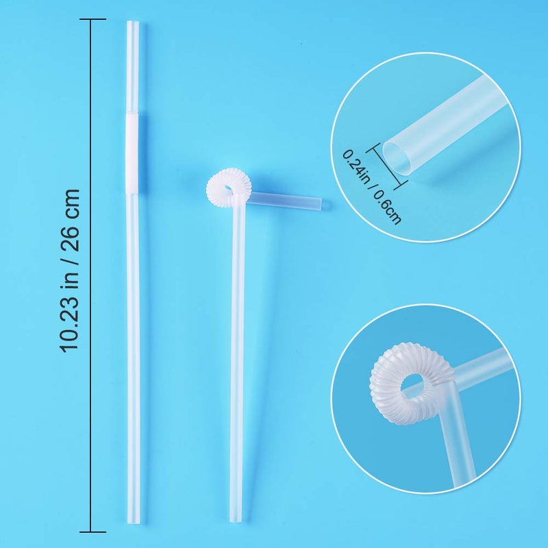 CVNDKN 200 Pcs Individually Packaged Clear Plastic Extra Long Flexible Disposable Drinking Straws.(0.23'' diameter and 10.2"" long) (Clear) - Image 2