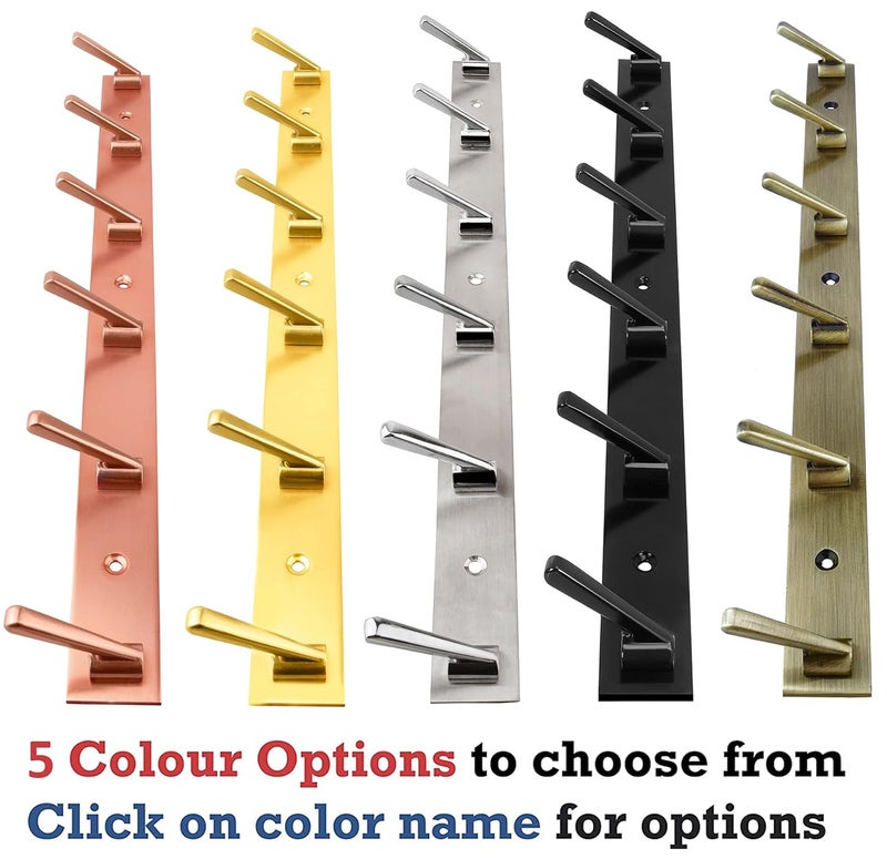 DOCOSS Metal 6 Pin Door Mount Key Hanging Shelves Holder&Cloth Hangers For Wall,Door,Bathroom And Rail,Pack Of 2,Black - Image 3