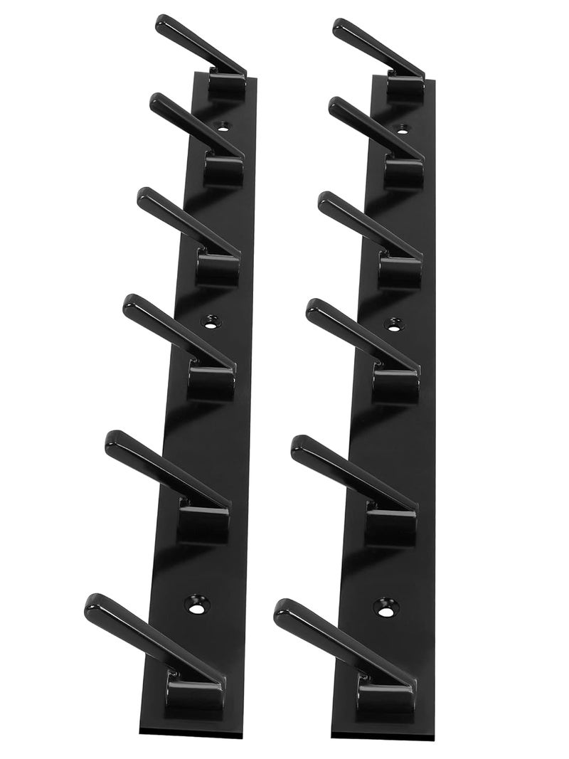 DOCOSS Metal 6 Pin Door Mount Key Hanging Shelves Holder&Cloth Hangers For Wall,Door,Bathroom And Rail,Pack Of 2,Black - Image 1