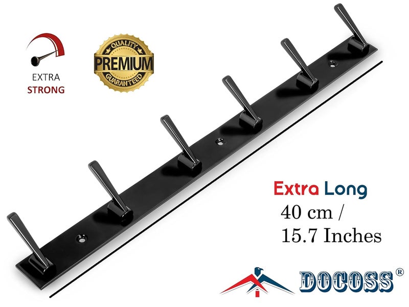 DOCOSS Metal 6 Pin Door Mount Key Hanging Shelves Holder&Cloth Hangers For Wall,Door,Bathroom And Rail,Pack Of 2,Black - Image 4