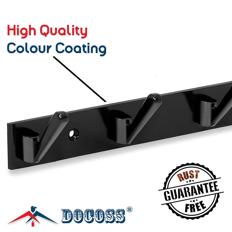 DOCOSS Metal 6 Pin Door Mount Key Hanging Shelves Holder&Cloth Hangers For Wall,Door,Bathroom And Rail,Pack Of 2,Black - Image 2