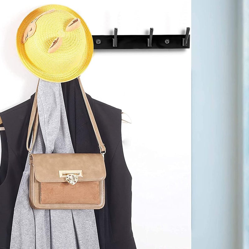 DOCOSS Metal 6 Pin Door Mount Key Hanging Shelves Holder&Cloth Hangers For Wall,Door,Bathroom And Rail,Pack Of 2,Black - Image 5