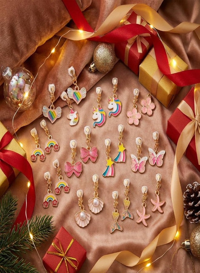 PASEMM 12 Pairs Kids Clip-on Earrings - Cute Unicorn Designs, Non-Pierced Dress Up Alloy Jewelry for 4-12 Year Old Girls Birthday Christmas Valentine's Day Holiday Gifts,Party favors Kids Toys - Image 4