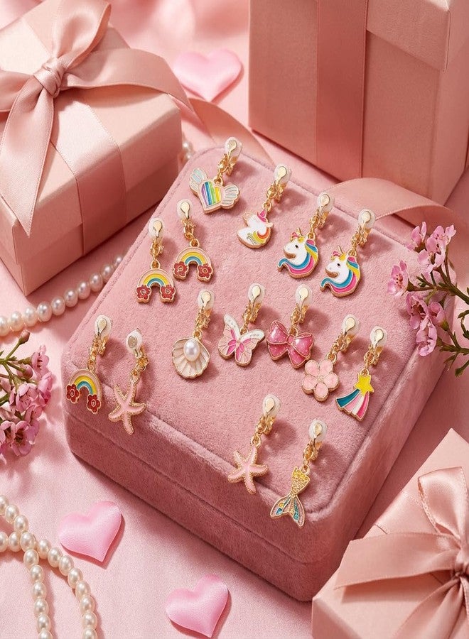 PASEMM 12 Pairs Kids Clip-on Earrings - Cute Unicorn Designs, Non-Pierced Dress Up Alloy Jewelry for 4-12 Year Old Girls Birthday Christmas Valentine's Day Holiday Gifts,Party favors Kids Toys - Image 2
