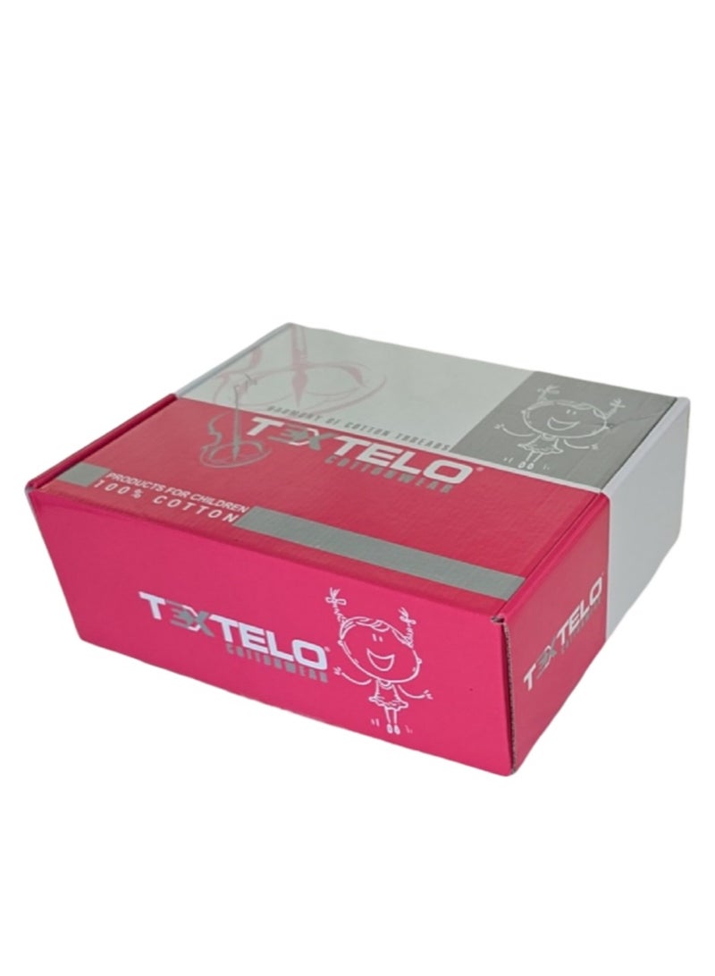 تكستيلو طقم ملابس داخلية قطن للبنات من تيكستيلو 6 قطع سترات وبناطيل قصيرة الألوان زهري احمر اخضر - Image 4