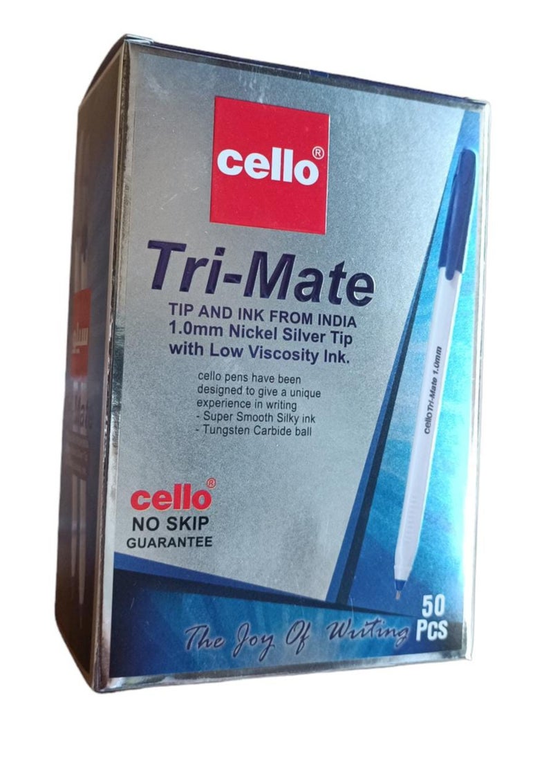 Pack Of 50 Tri-Mate Ballpoint Pen Blue - pzsku/ZF66117F8E609B9FEA256Z/45/_/1697603284/97a41b3f-03d6-4c9d-aaaf-4c2c95a927dc