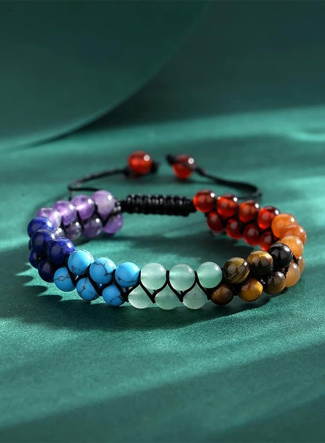 Bead Chakra Bracelet 7 Chakras Healing Crystals Bracelet Yoga Stone Beads Bracelets Meditation Relax Anxiety Bangle for Womens Mens