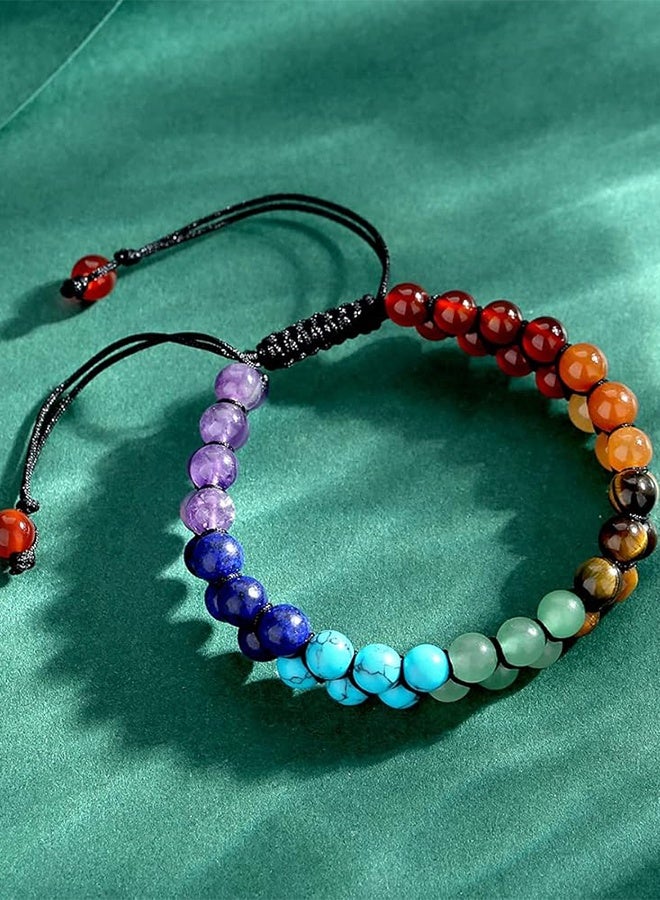 Bead Chakra Bracelet 7 Chakras Healing Crystals Bracelet Yoga Stone Beads Bracelets Meditation Relax Anxiety Bangle for Womens Mens