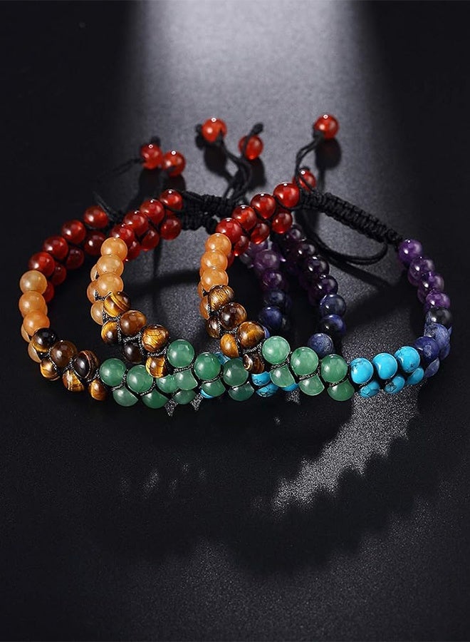 Bead Chakra Bracelet 7 Chakras Healing Crystals Bracelet Yoga Stone Beads Bracelets Meditation Relax Anxiety Bangle for Womens Mens