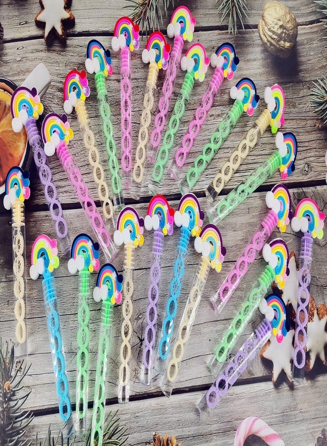 PSDFH 24 Packs Mini Bulk Rainbow Shape Bubble Wands for School Beach Pool Theme Summer Party Supplies - Image 3