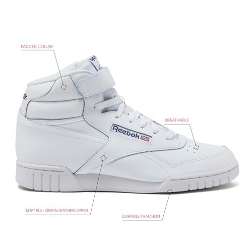 Reebok EX-O-FIT HI High Top Basketball Shoes for Men, Retro Men's Sneakers - White, 10 Medium - Image 3