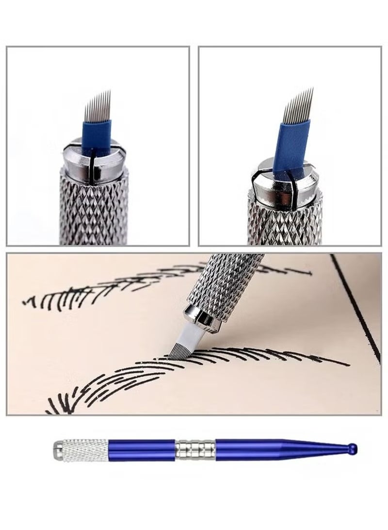 OMEVE Eyebrow Microblading Kit, Handmade Eyebrow Microneedling Pen Kit with Pigment Ink Cup Holder 10 Needle Blades Practice Skin Pencil for Eyebrow Tattoo Permanent Makeup - Image 4