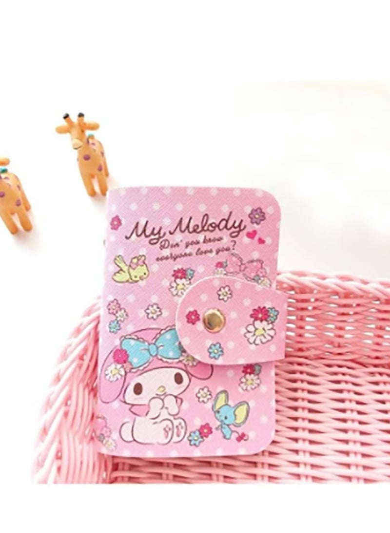 Cartoon Pink  Leather Multifunction Card Holder