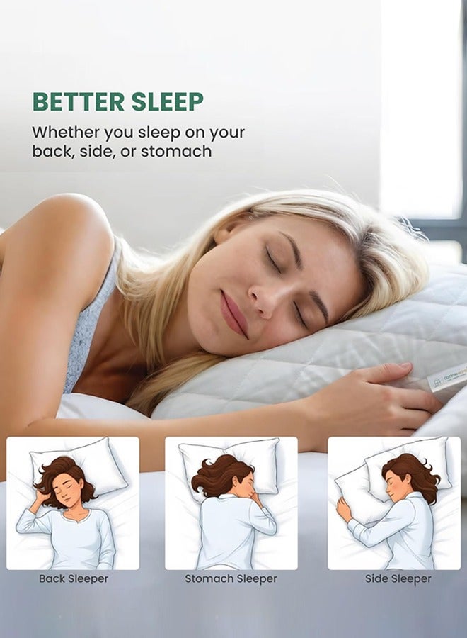 Eworld 2-Pack Hotel-quality White bed Pillows, Diamond Quilted for Side & Stomach Sleepers, Hypoallergenic, Soft & Fluffy, Lightweight & Breathable with Durable Polyester Filling for Supreme Comfort (50x75 cm) - Image 2