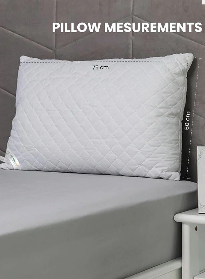 Eworld 2-Pack Hotel-quality White bed Pillows, Diamond Quilted for Side & Stomach Sleepers, Hypoallergenic, Soft & Fluffy, Lightweight & Breathable with Durable Polyester Filling for Supreme Comfort (50x75 cm) - Image 5