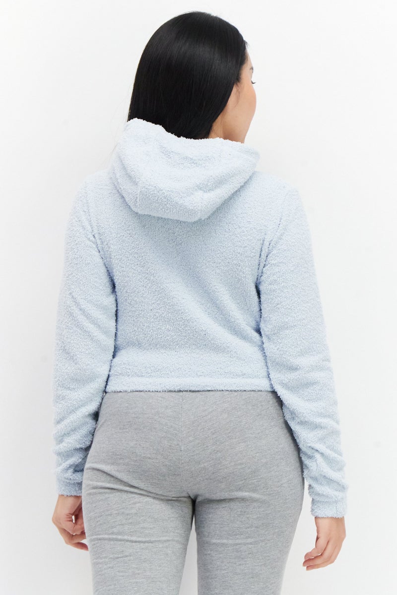 Ellesse Women Sportswear Fit Brand Logo Drawstring Hoodie, Light Blue - Image 3