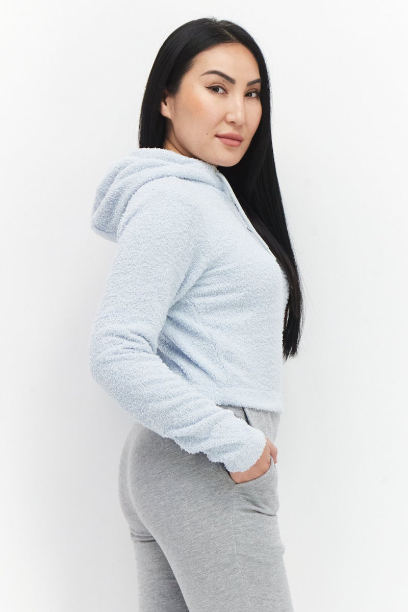 Ellesse Women Sportswear Fit Brand Logo Drawstring Hoodie, Light Blue - Image 2