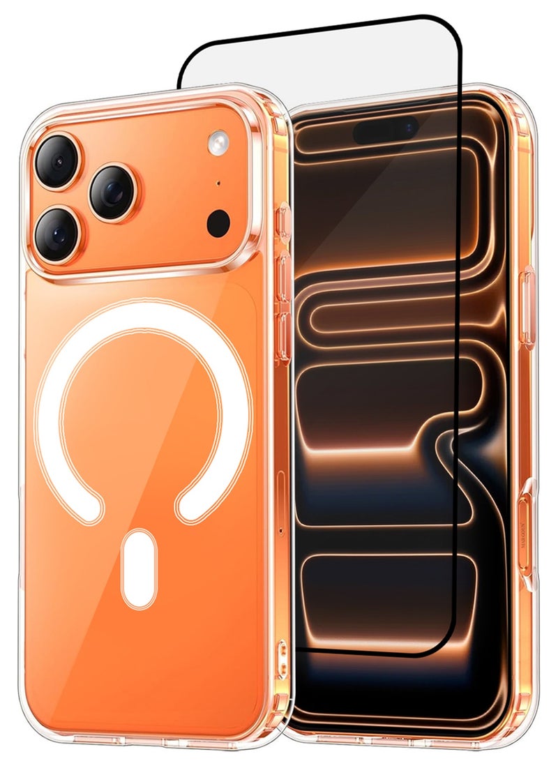 CATANES حالتين مغناطيسيتين شفافيتين لجهاز آيفون 17 برو ماكس - حالة واحدة وواقي شاشة ثلاثي الأبعاد - متوافق مع MagSafe حماية من الصدمات TPU رقيقة شفافة - Image 1