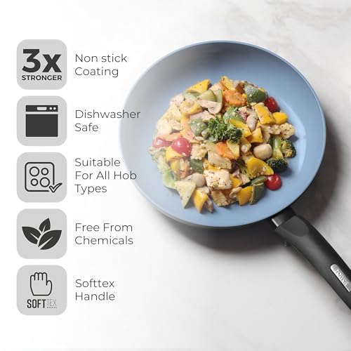Tower Cerasure 26cm Ceramic Non-Stick Fry Pan/Skillet/Omelette Pan - Low-Oil Cooking, Quick & Even Heating, Gas & Induction Compatible, Soft-Touch Handle, 100% Toxin Free,1.5-Year Warranty - Image 2