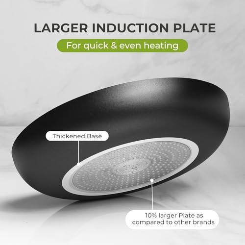 Tower Cerasure 26cm Ceramic Non-Stick Fry Pan/Skillet/Omelette Pan - Low-Oil Cooking, Quick & Even Heating, Gas & Induction Compatible, Soft-Touch Handle, 100% Toxin Free,1.5-Year Warranty - Image 3