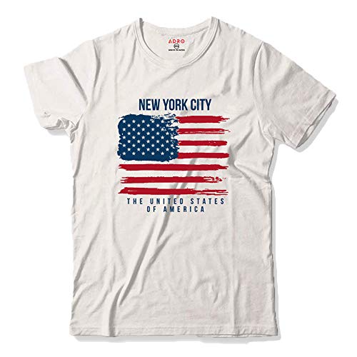 ADRO USA American Flag Printed Cotton T-Shirts for Men (R22-M-NWW-WH_White_XL) - Image 1