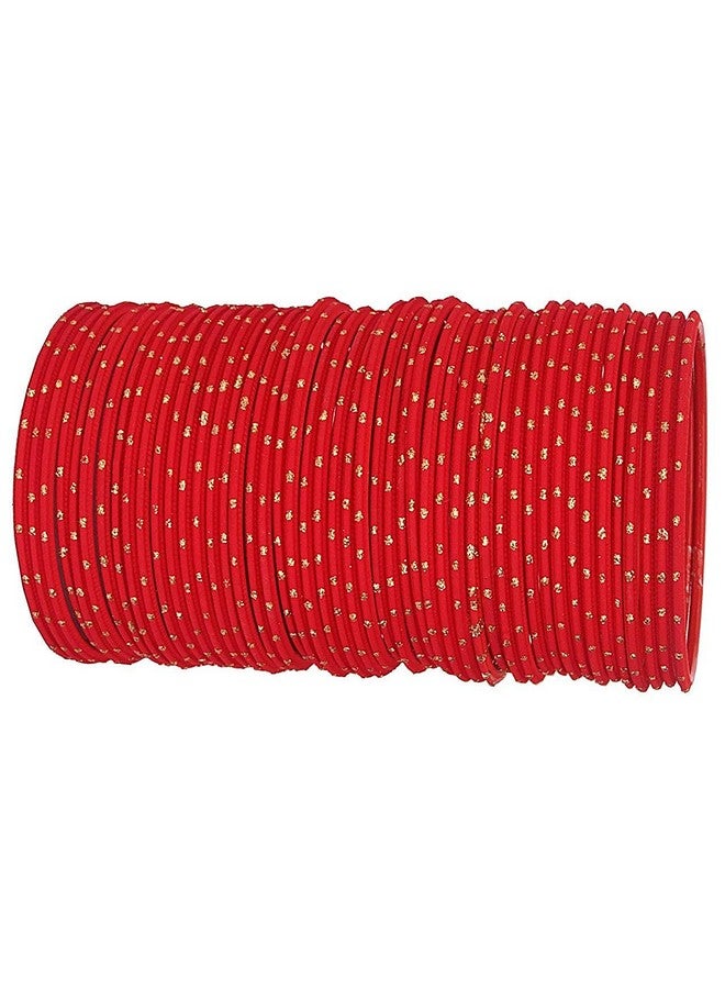 NMII Non-Precious Metal Base Metal with Polka Dots Glossy Finished Bangle Set For Women and Girls, (Red_2.6 Inches), Pack Of 48 Bangle Set - Image 1