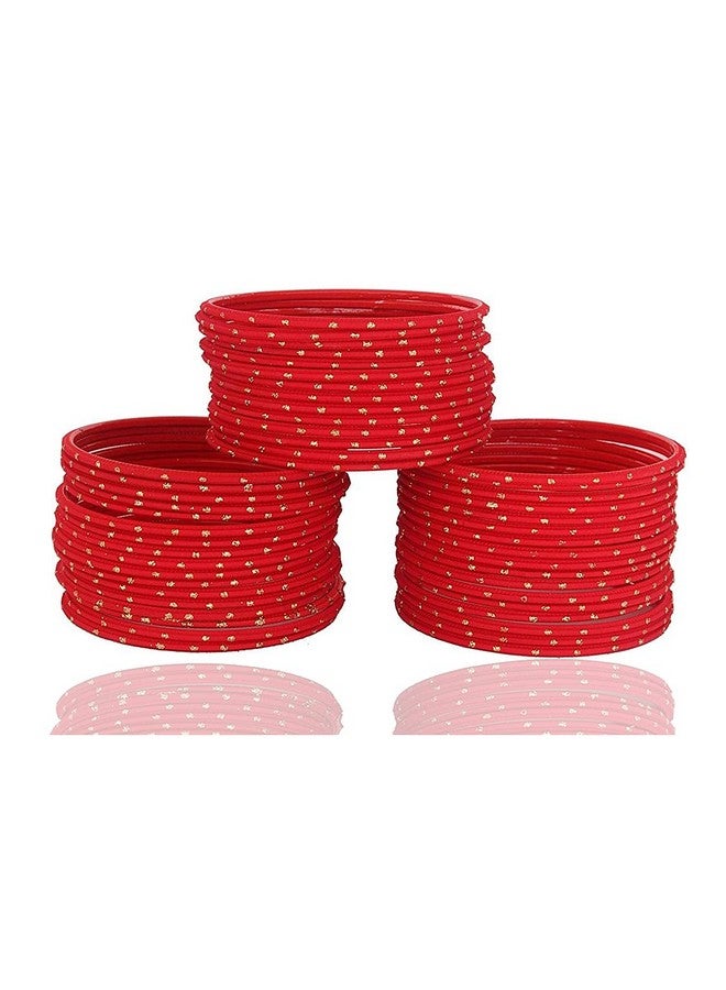NMII Non-Precious Metal Base Metal with Polka Dots Glossy Finished Bangle Set For Women and Girls, (Red_2.6 Inches), Pack Of 48 Bangle Set - Image 5