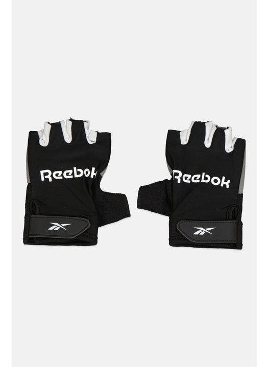Men Brand Logo Fitness Gloves, Black