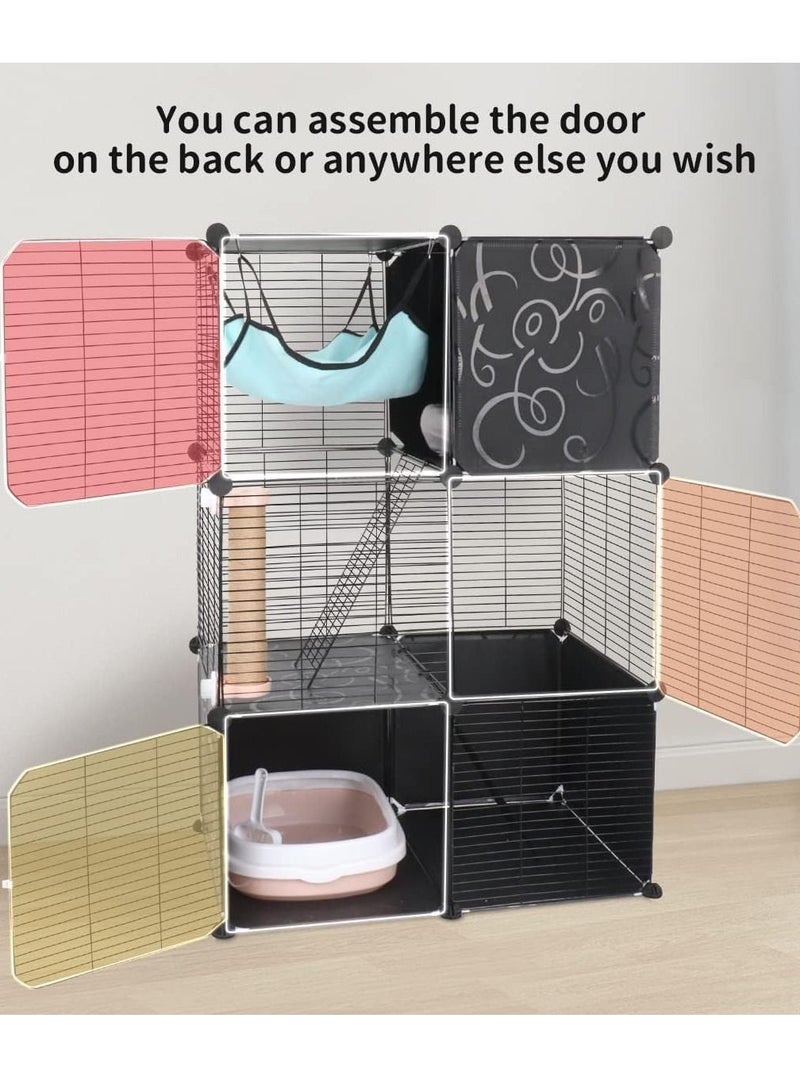 Generic 3-Tier Cat Cage Enclosures Cat Playpen Detachable Metal Wire Indoor Diy Kennels Crate Large Exercise Place With 2 Climbing Ladders For 1-2 Cats (Black) 70x35x105 Cm  - Image 5