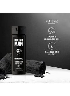 Vasu Greeko Man 3In1 Charcoal Shower Gel With Long Lasting Freshness ; For Hair Face & Body 250 Ml  - Image 3