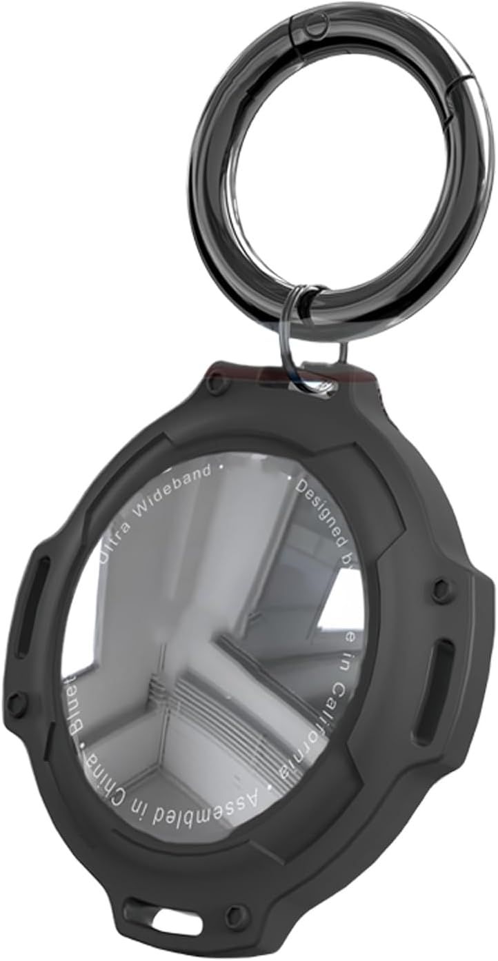 Black Full Coverage Clear Shockproof Protective Case With Keychain For Trackers - Image 1