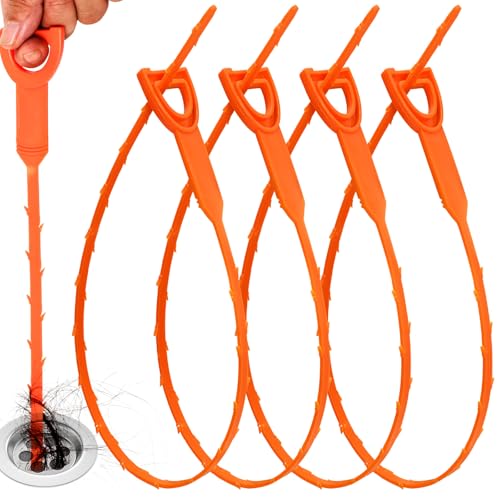AsonTao Drain Snake Drain Clog Remover Tool 4 Pack 20 Inch Flexible Hair Removal for Sink Shower Tub and Toilet with Grip Handle Easy Use Kitchen Bathroom Pipe Cleaner- AsonTao - Image 1