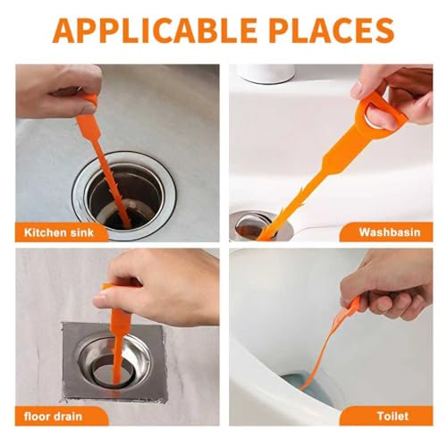 AsonTao Drain Snake Drain Clog Remover Tool 4 Pack 20 Inch Flexible Hair Removal for Sink Shower Tub and Toilet with Grip Handle Easy Use Kitchen Bathroom Pipe Cleaner- AsonTao - Image 5