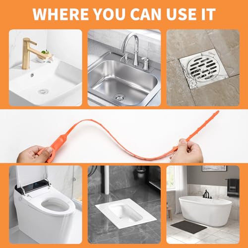 AsonTao Drain Snake Drain Clog Remover Tool 4 Pack 20 Inch Flexible Hair Removal for Sink Shower Tub and Toilet with Grip Handle Easy Use Kitchen Bathroom Pipe Cleaner- AsonTao - Image 4