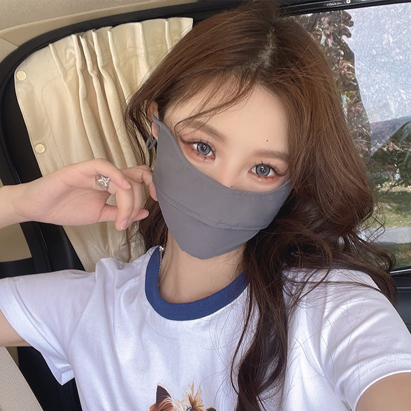 Summer Ice Silk Breathable Sunscreen Mask Gradient Outdoor Hanging Ear Korean Style Uv Protection Eye Angle Full Face Mask - Image 3