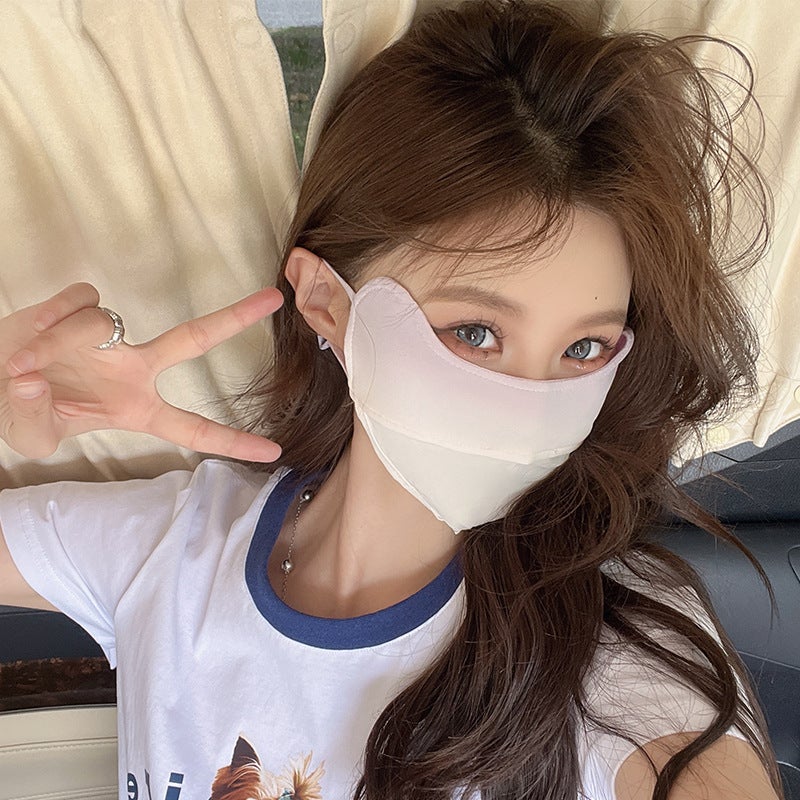 Summer Ice Silk Breathable Sunscreen Mask Gradient Outdoor Hanging Ear Korean Style Uv Protection Eye Angle Full Face Mask - Image 4