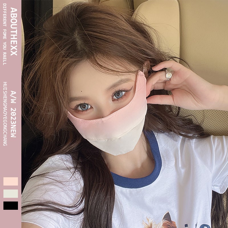 Summer Ice Silk Breathable Sunscreen Mask Gradient Outdoor Hanging Ear Korean Style Uv Protection Eye Angle Full Face Mask - Image 2