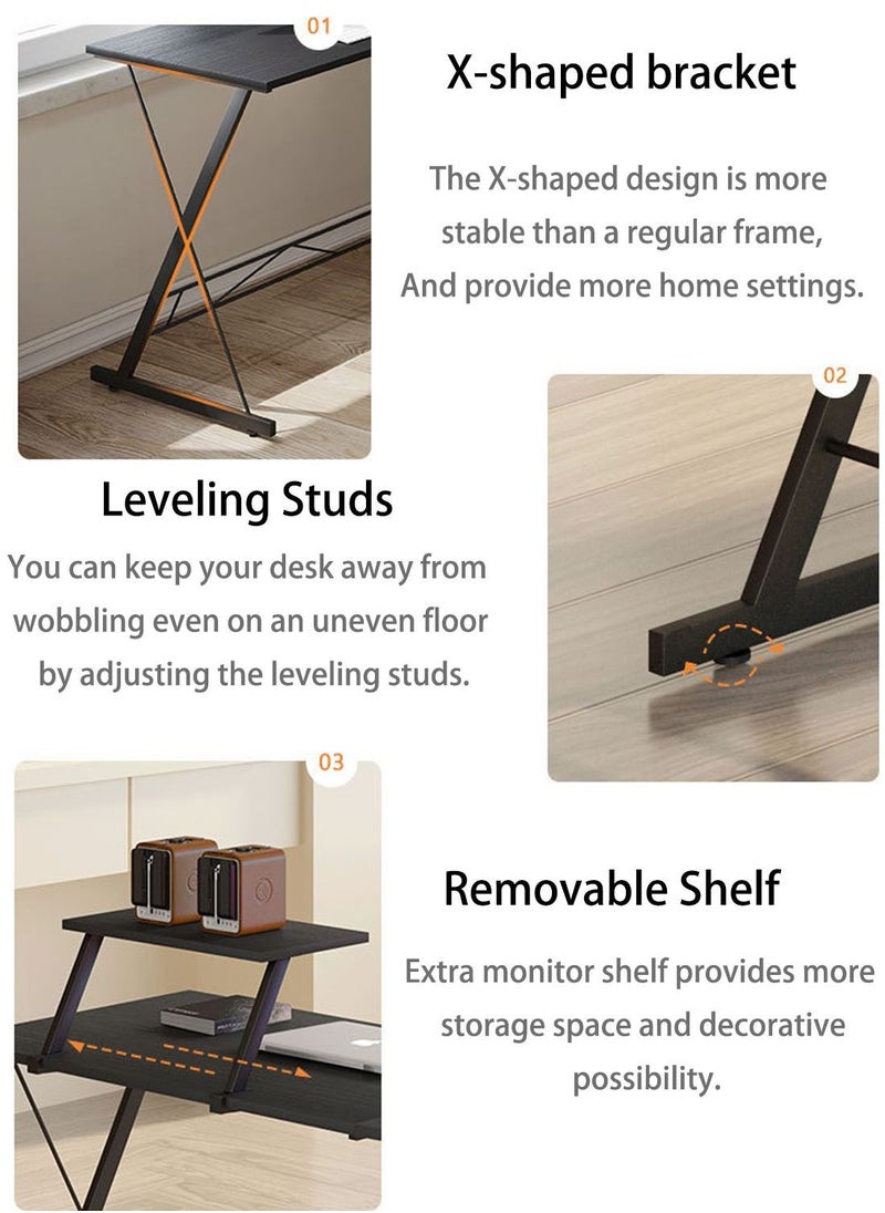 CHOIWIN - Computer Desk,L-Shaped Desk Large Corner Desk, Home Gaming Desk,Writing Studying PC Laptop Workstation Table for Home Office Bedroom - Image 1