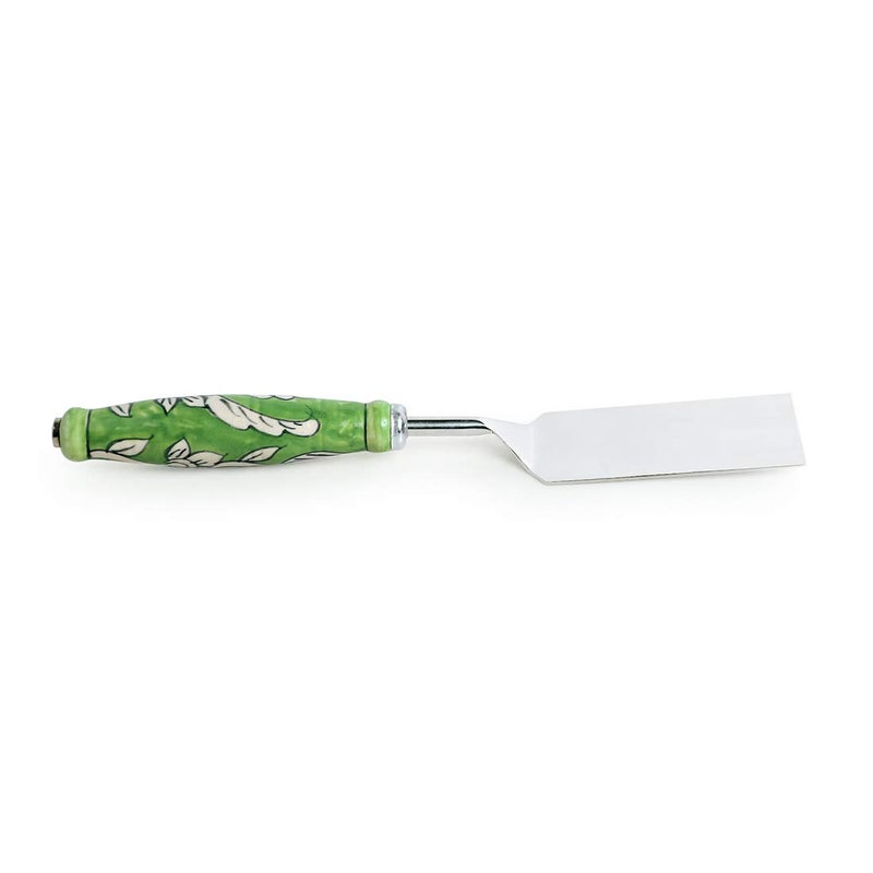 ExclusiveLane ExclusiveLane The Mughal Zahri HandPainted Stainless Steel Ceramic Serving Fork Cake Scraper Set of 2 Pasta Salad Server Noodle Serving Spoons for Kitchen Cake Cutter Slicer Tool Serveware  - Image 3