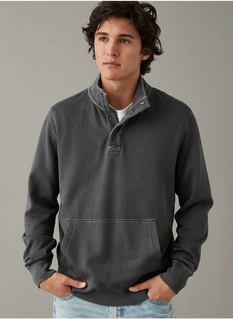 American Eagle Quarter-Snap Mockneck Sweatshirt