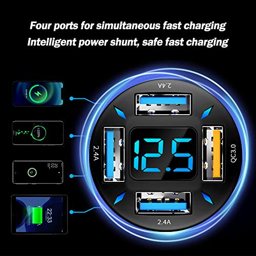 KIFIDAN 66W Fast USB Car Charger Fast Charge with Voltmeter LED Light Display Car Charger Adapter Compatible for iPhone 14/13/12/11pro/x/8/S22/S22+/Ultra/S21/S10/S9 - Image 4