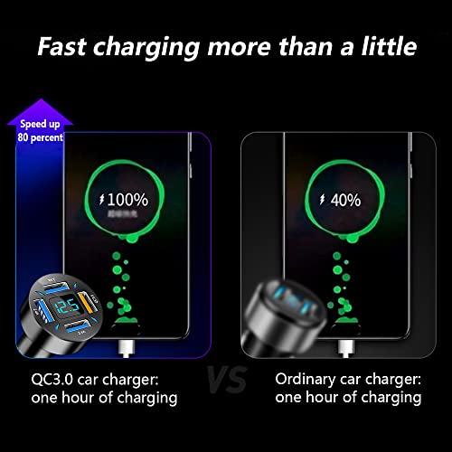 KIFIDAN 66W Fast USB Car Charger Fast Charge with Voltmeter LED Light Display Car Charger Adapter Compatible for iPhone 14/13/12/11pro/x/8/S22/S22+/Ultra/S21/S10/S9 - Image 3