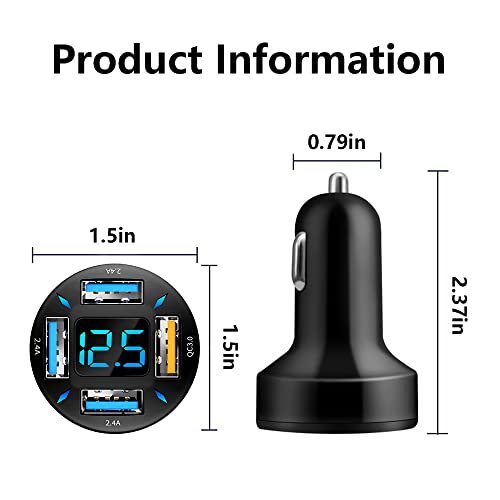 KIFIDAN 66W Fast USB Car Charger Fast Charge with Voltmeter LED Light Display Car Charger Adapter Compatible for iPhone 14/13/12/11pro/x/8/S22/S22+/Ultra/S21/S10/S9 - Image 2